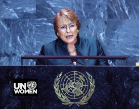 Chile's President Michelle Bachelet addresses the 64th United Nations General Assembly at the U.N. headquarters in New York