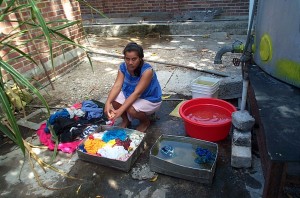 Washing clothes Banaba Kiribati Washing clothes Banaba Kiribati